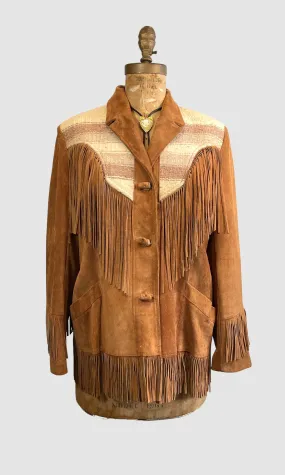 PIONEER WEAR 70s Suede Fringe Jacket  Med Large