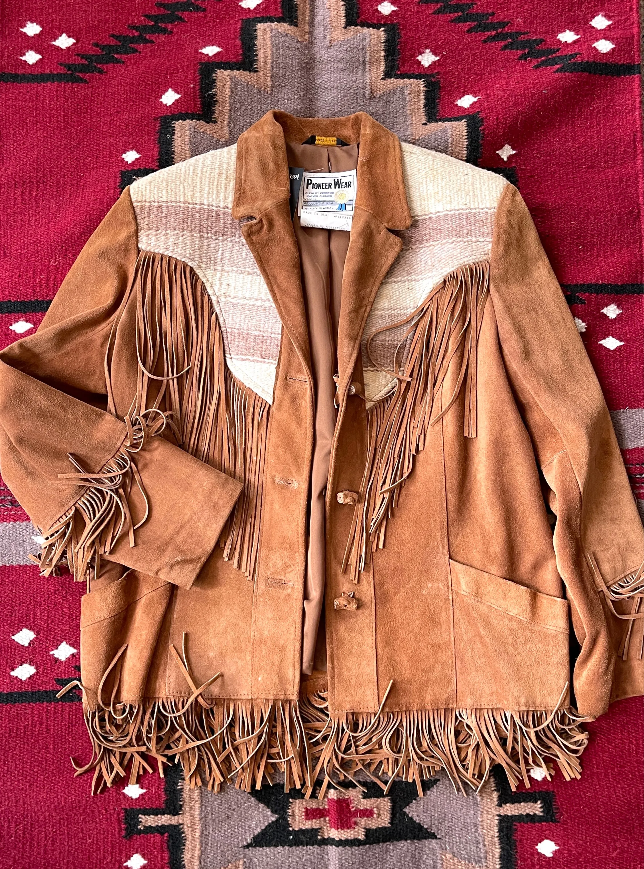 PIONEER WEAR 70s Suede Fringe Jacket  Med Large