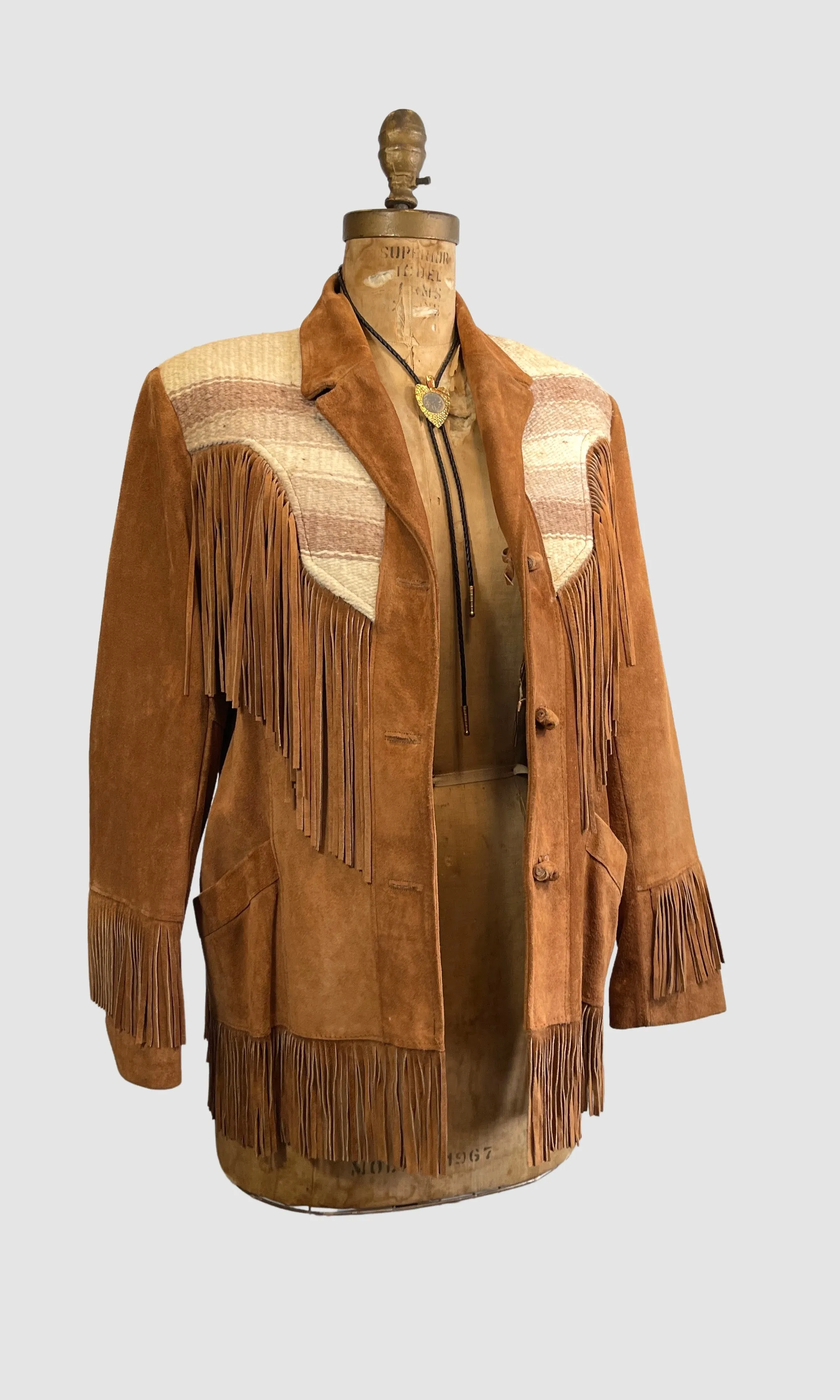 PIONEER WEAR 70s Suede Fringe Jacket  Med Large