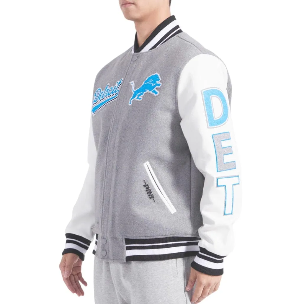 Premium Heather Grey/White Detroit Lions Varsity Jacket for Men – Stylish Sports Outerwear