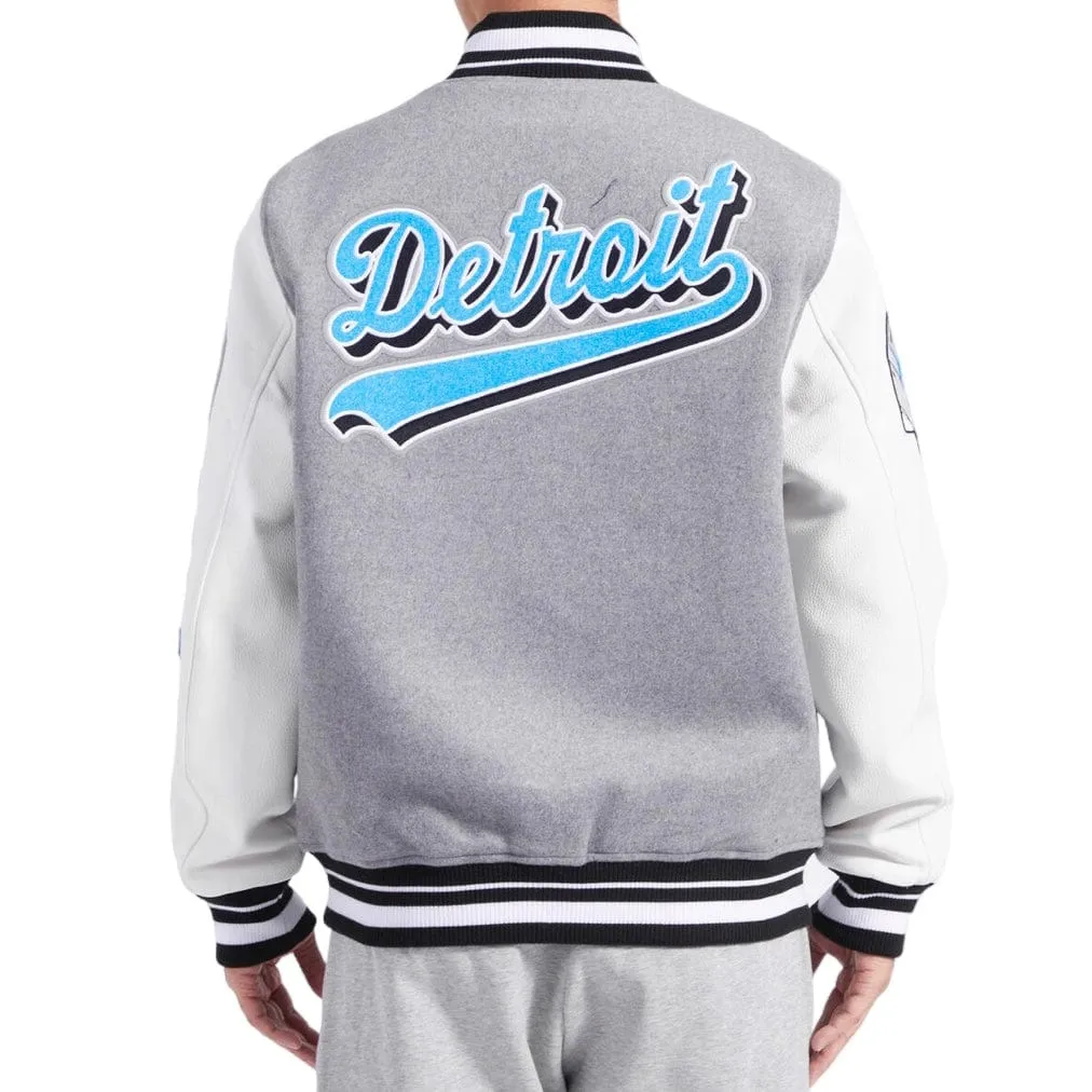 Premium Heather Grey/White Detroit Lions Varsity Jacket for Men – Stylish Sports Outerwear