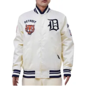 Pro Standard Detroit Tigers Retro Classic Rib Satin Jacket (Eggshell/Navy)