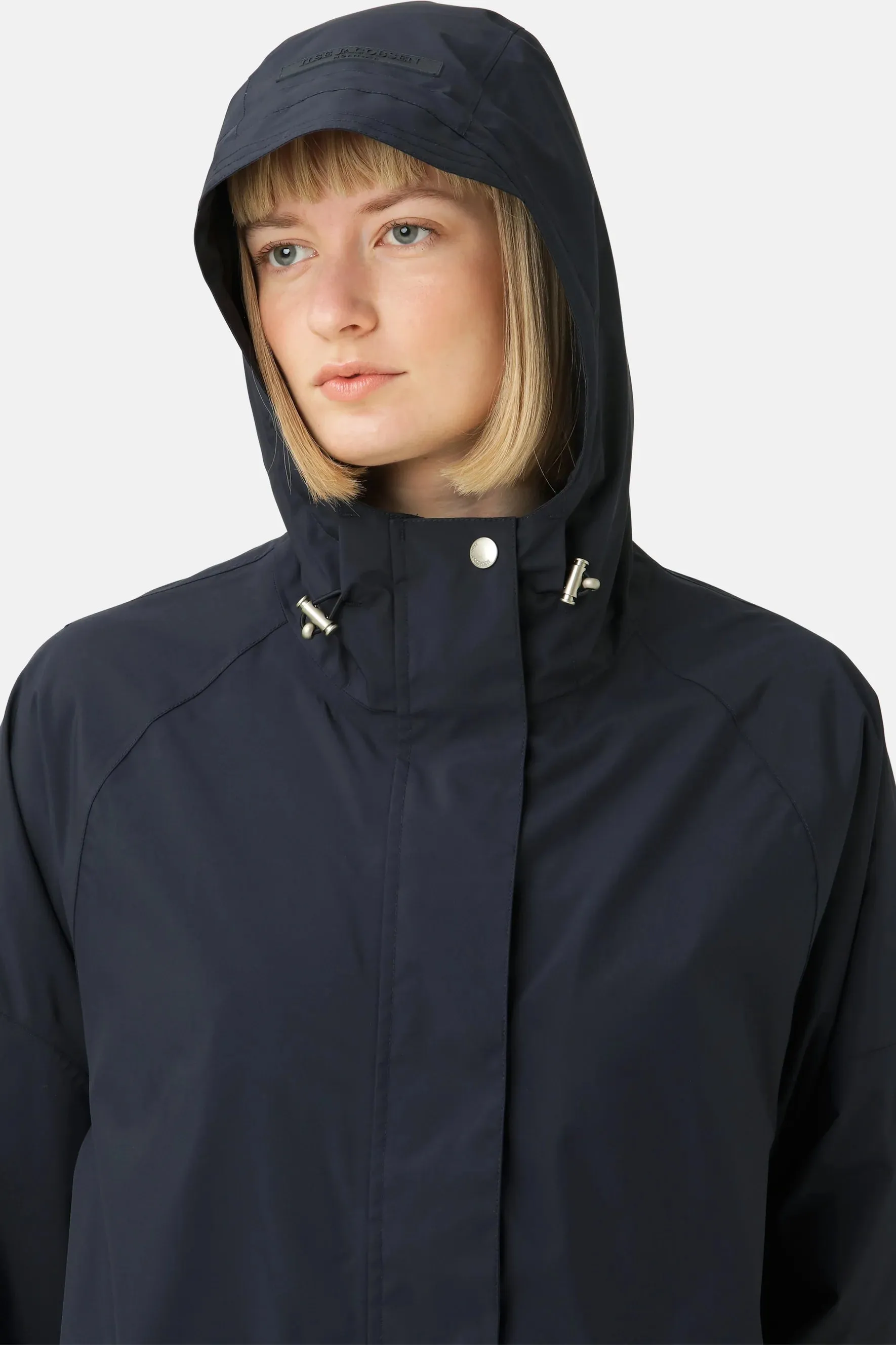 RAIN COAT WITH HOOD (DARK INDIGO) - ILSE JACOBSEN