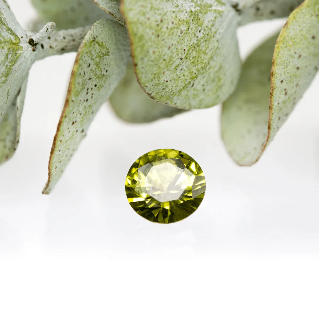 Round Custom Cut Olive Green 5.8mm/0.81ct Australian Sapphire Loose Gemstone