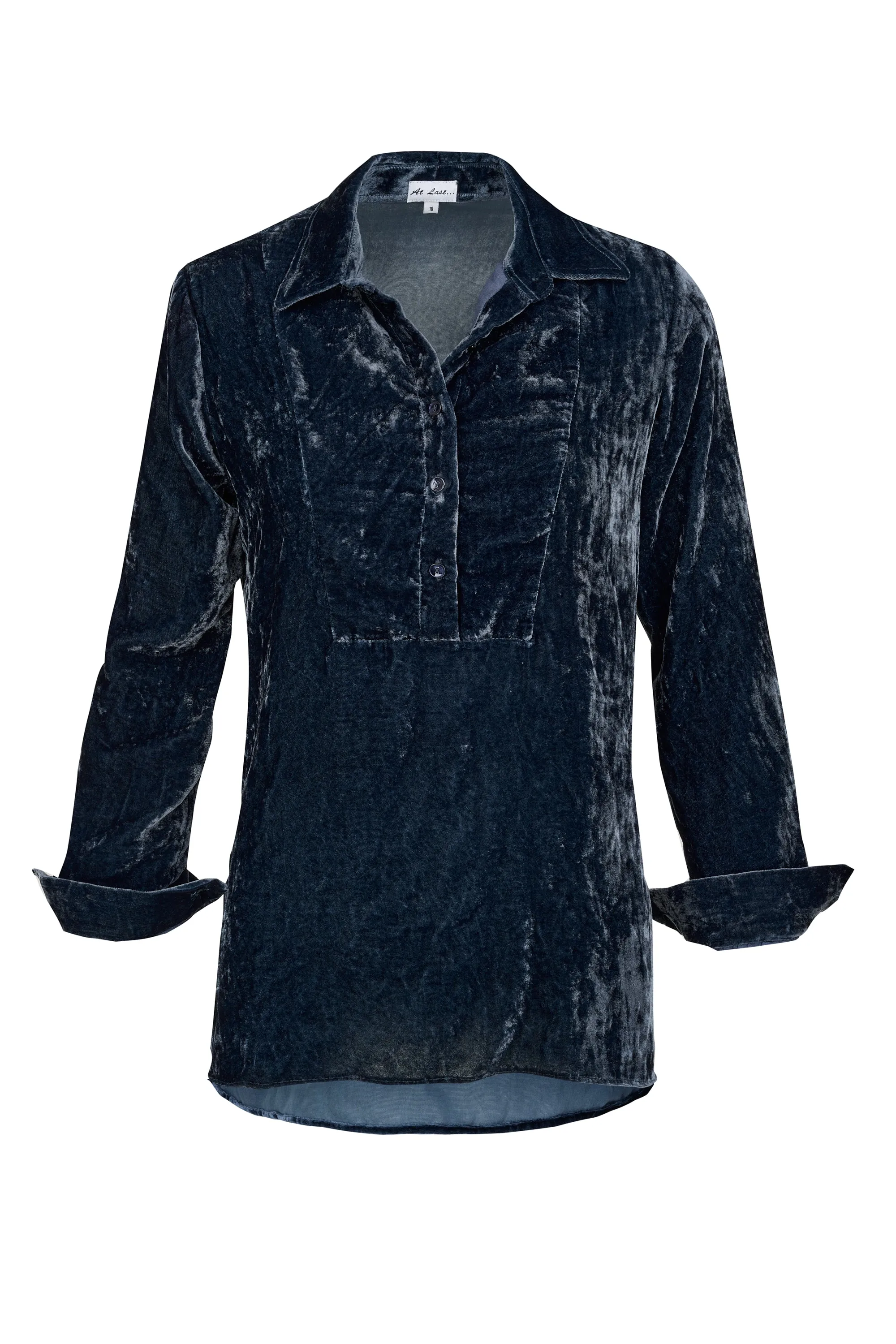 Silk Velvet Shirt In Slate Grey