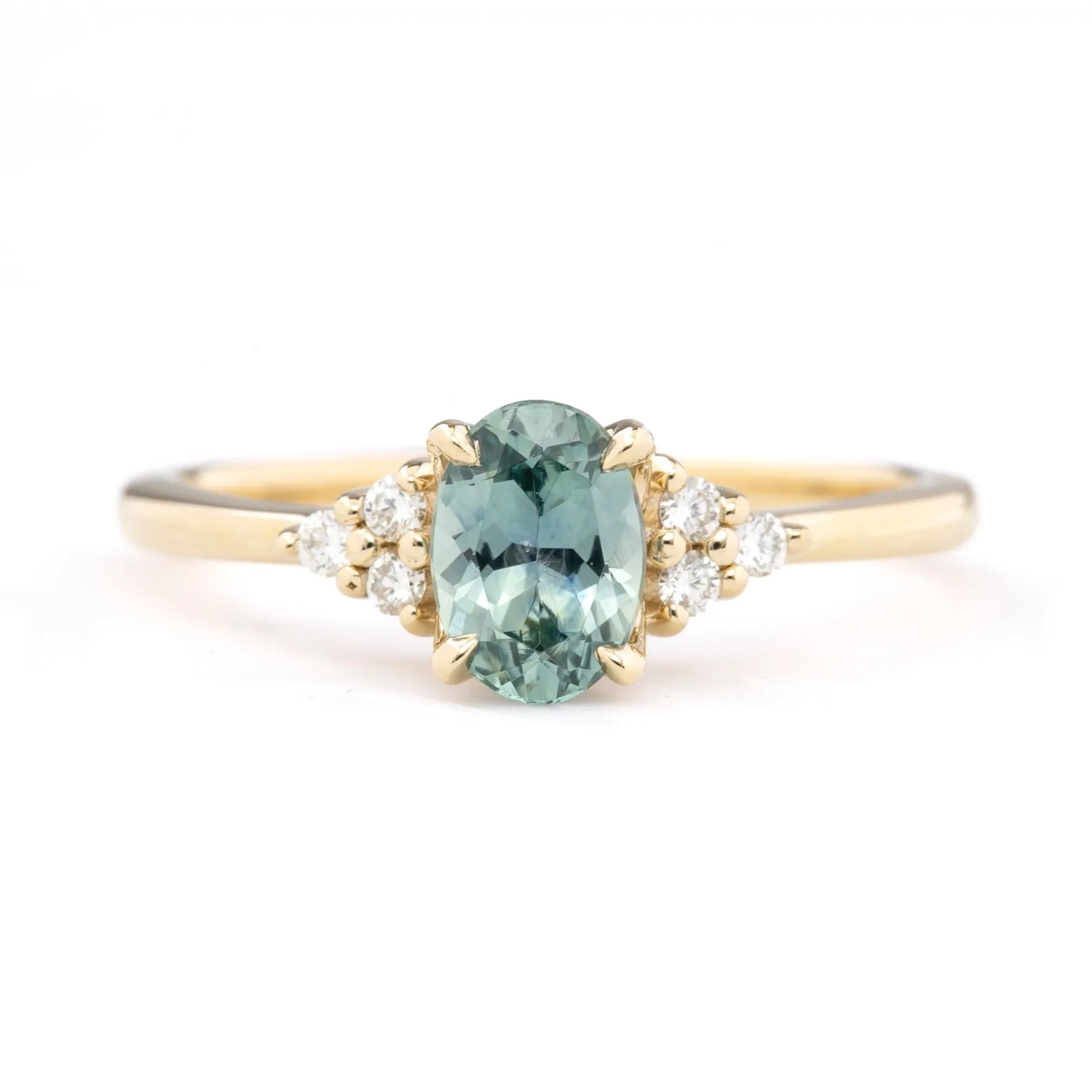 Teresa Ring 0.85ct Blue Green Montana Sapphire, 14k Yellow Gold (One of a kind)