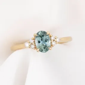 Teresa Ring 0.85ct Blue Green Montana Sapphire, 14k Yellow Gold (One of a kind)