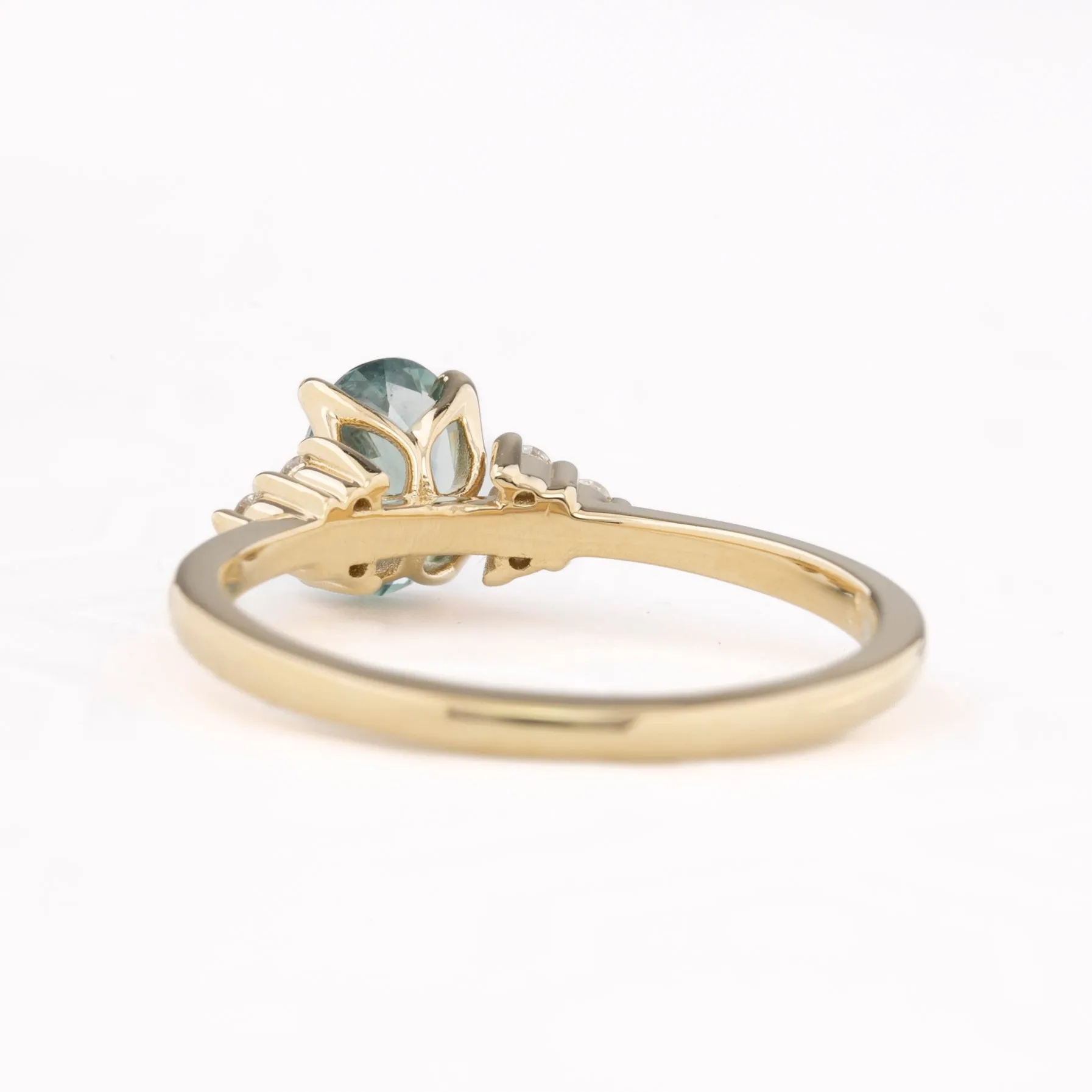 Teresa Ring 0.85ct Blue Green Montana Sapphire, 14k Yellow Gold (One of a kind)