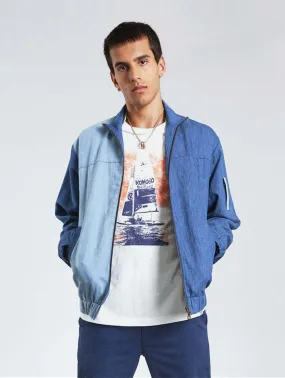 Tobias Men's Patchwork Linen Jacket | Blue