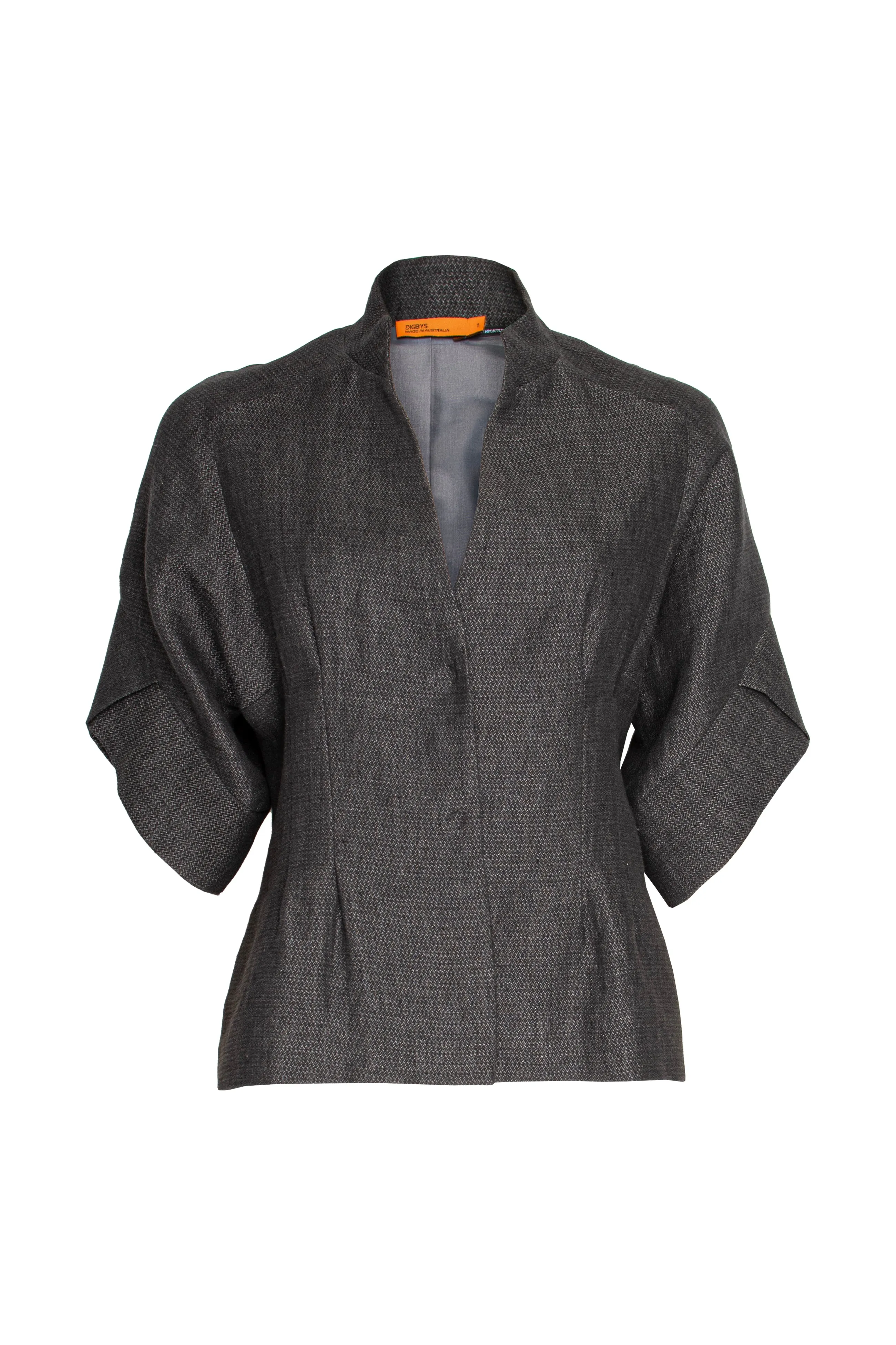 Tulip Sleeve Jacket - Charcoal Linen 9717