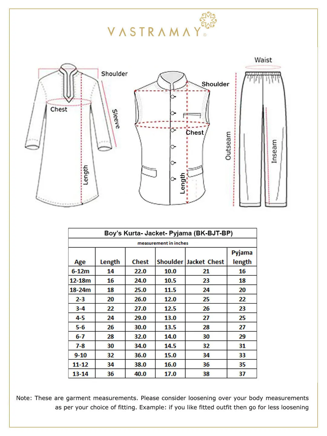 Vastramay Boy's Green Twill Jacket, Printed Kurta and Pyjama Set