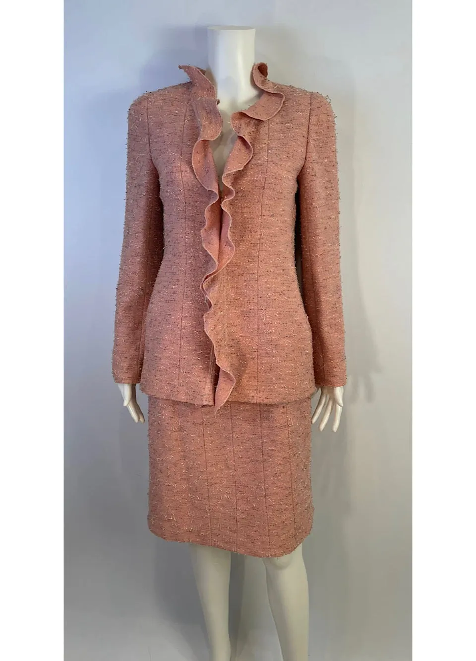 Vintage Chanel 99A 1999 Fall Pink Skirt Suit US 6/8