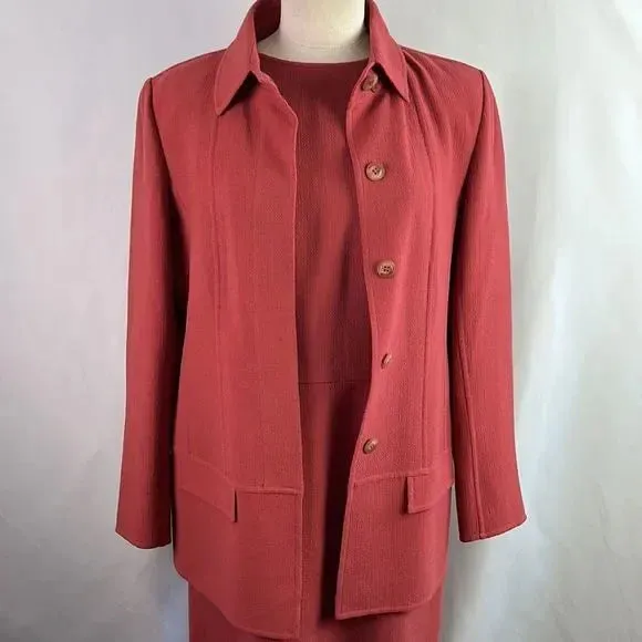 Vintage Oscar de la Renta Salmon Wool Sheath/Jacket