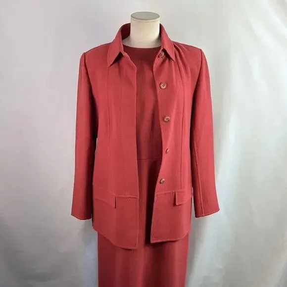 Vintage Oscar de la Renta Salmon Wool Sheath/Jacket