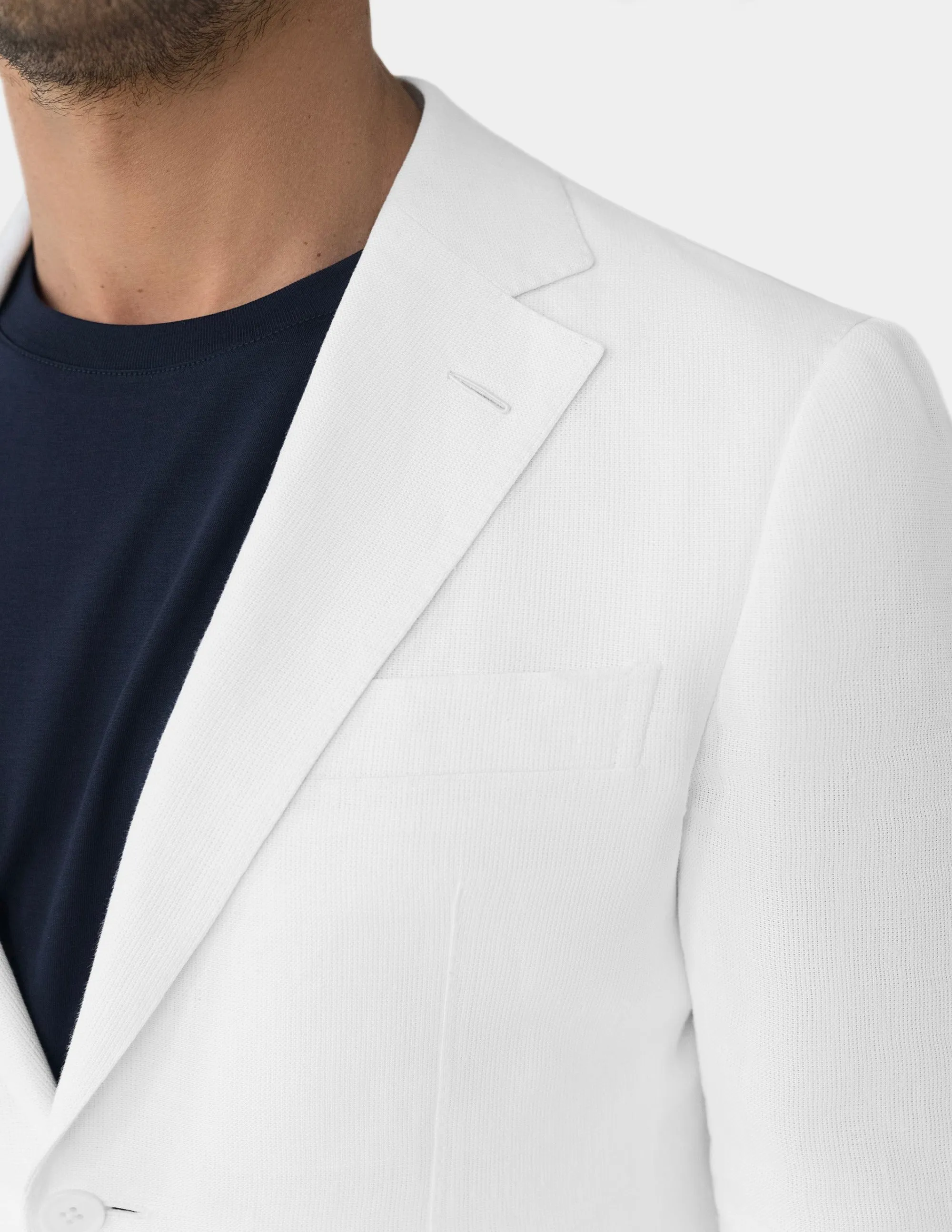 White Linen Single Breasted Jacket