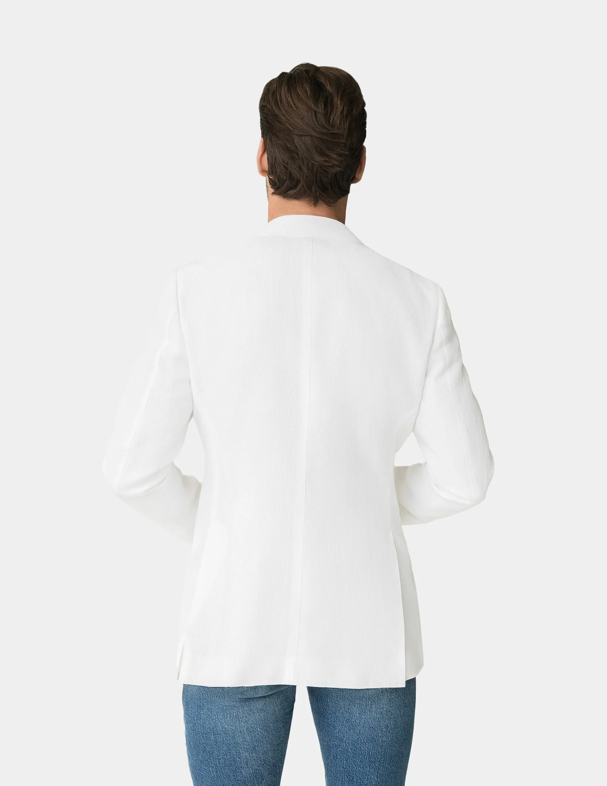 White Linen Single Breasted Jacket