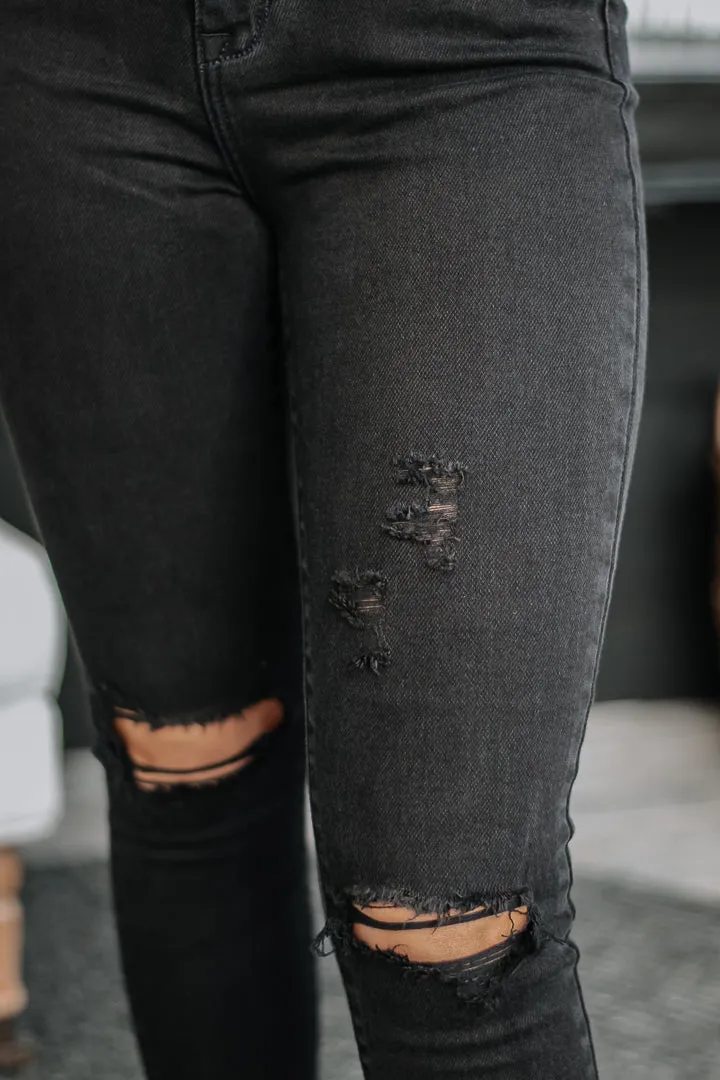 Wishful Thinking Distressed Skinny Jeans | Black