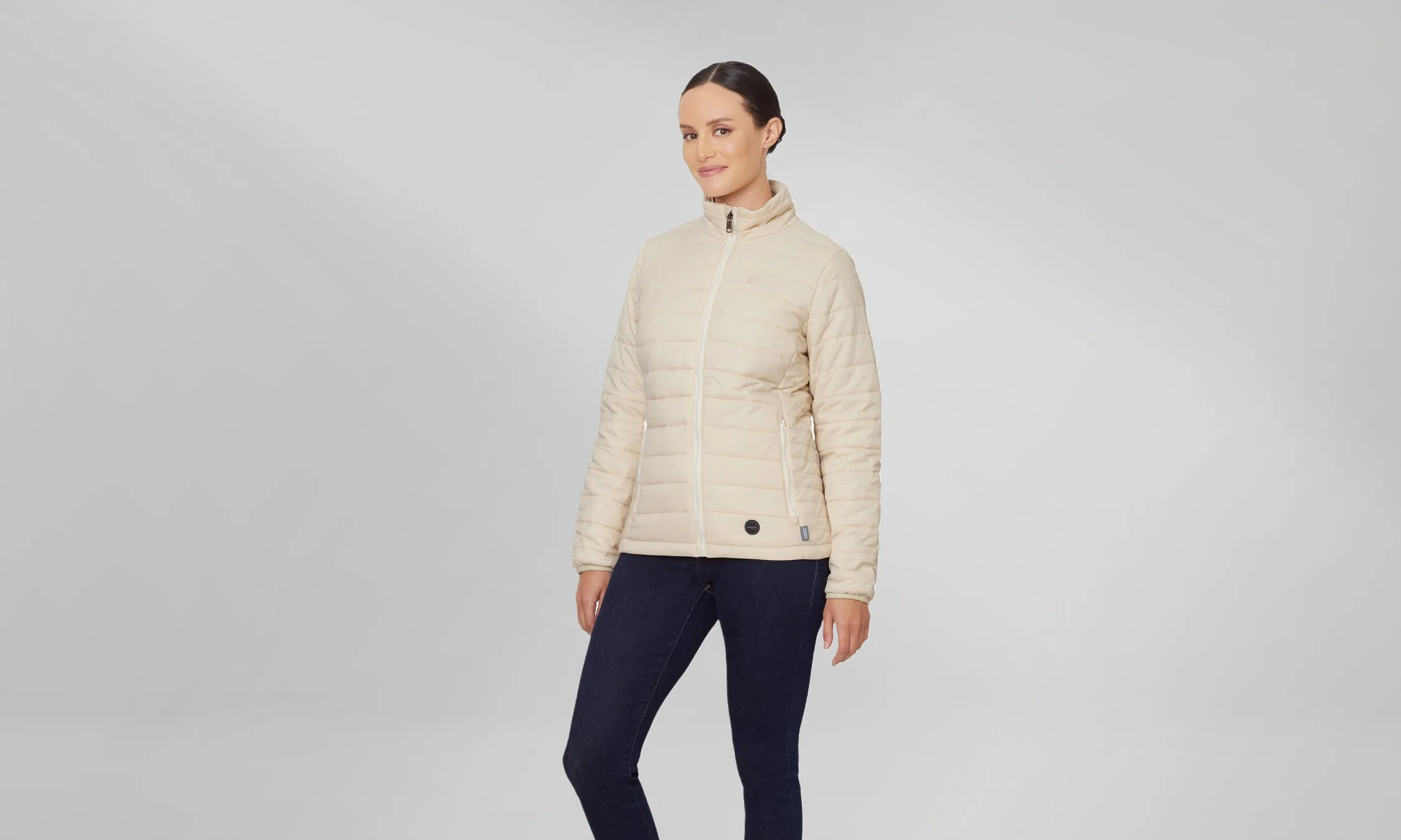 Women's 13W Heated Puffer Jacket with HeatSync  - Oat - FINAL SALE