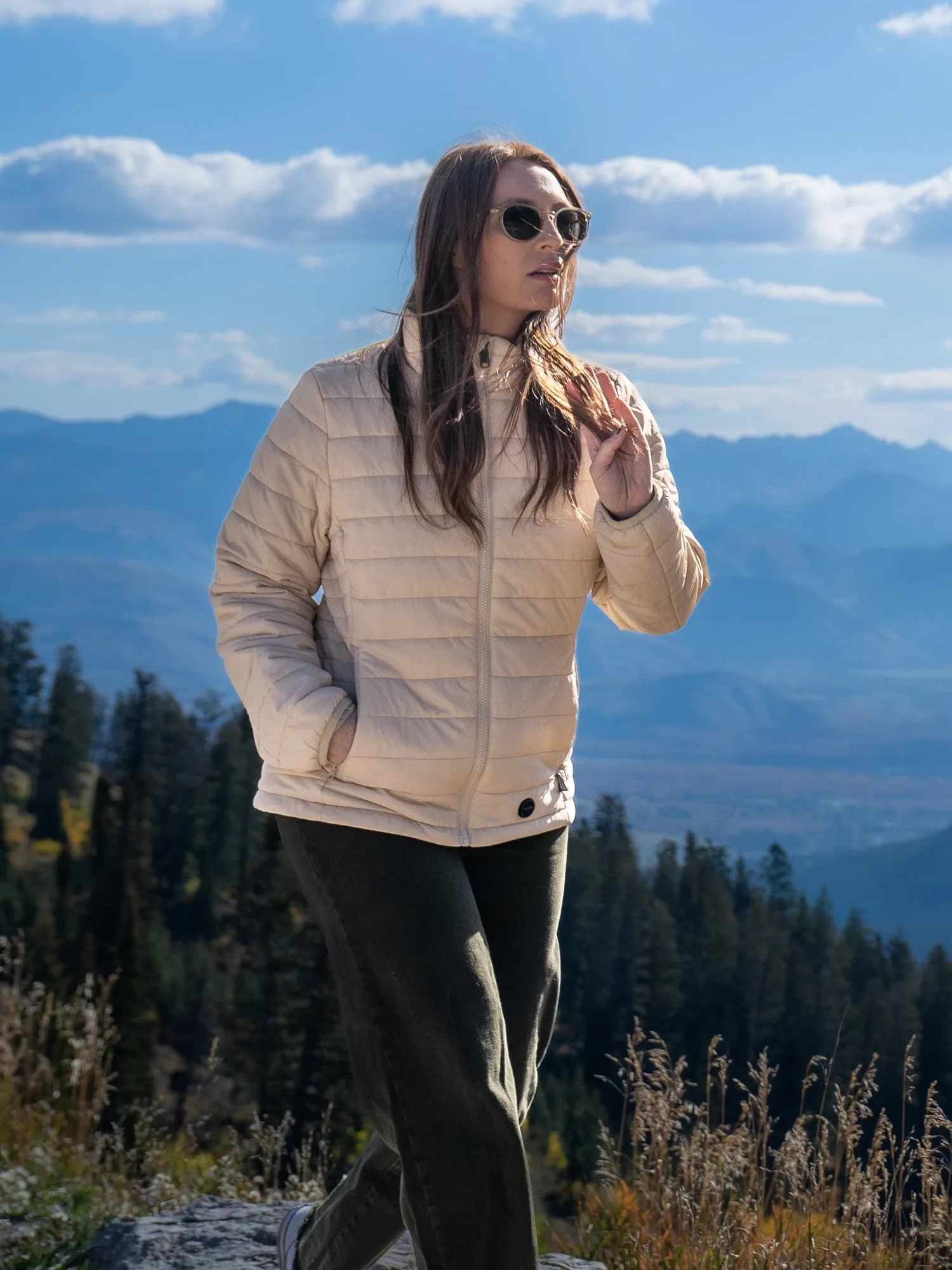 Women's 13W Heated Puffer Jacket with HeatSync  - Oat - FINAL SALE