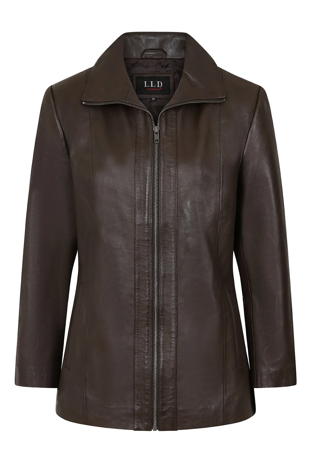 Women's Classic Brown Real Leather Jacket - DEBBIE