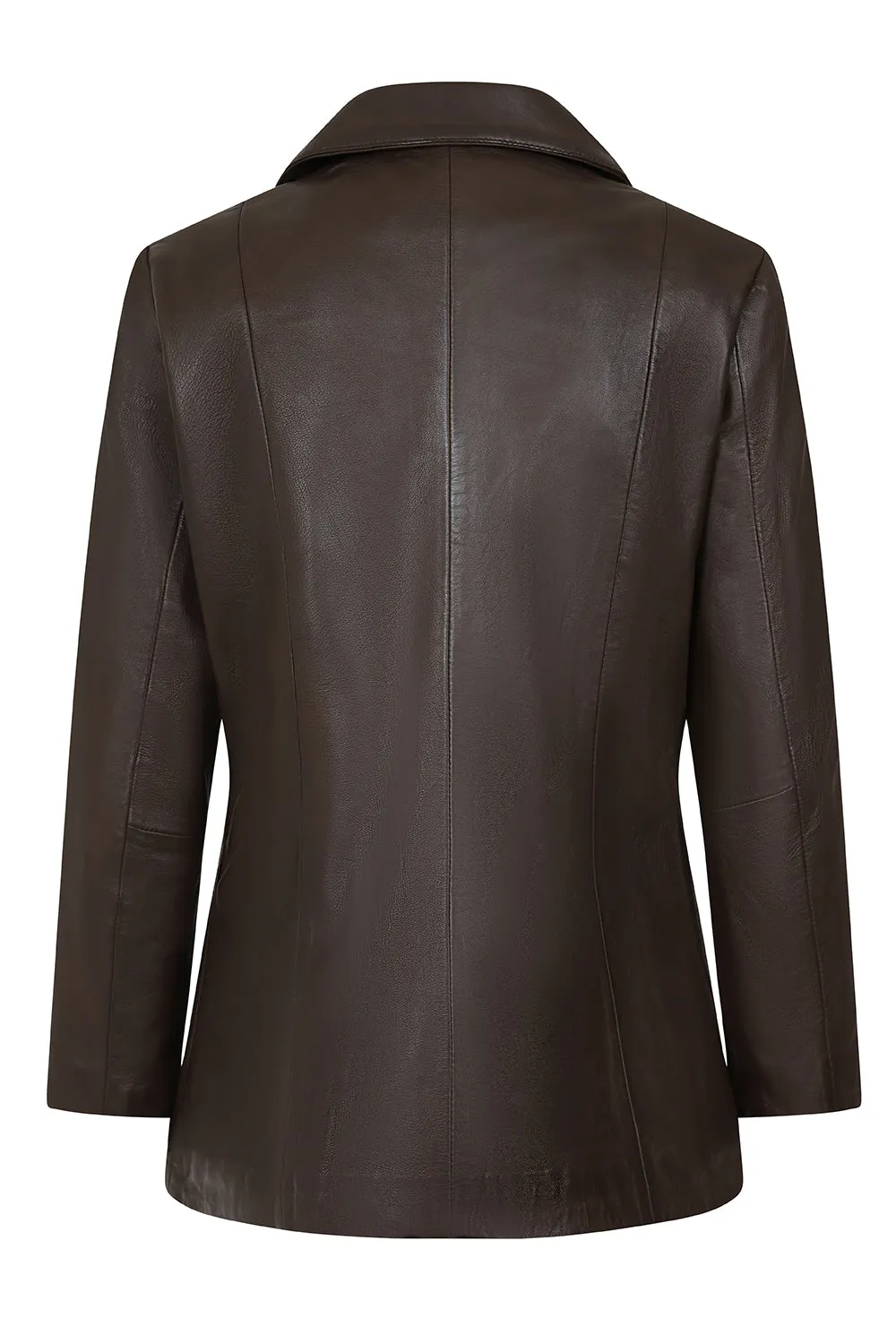 Women's Classic Brown Real Leather Jacket - DEBBIE