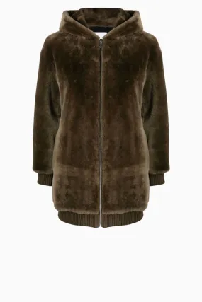 Yves Salomon Hooded Shearling Coat - Cypres